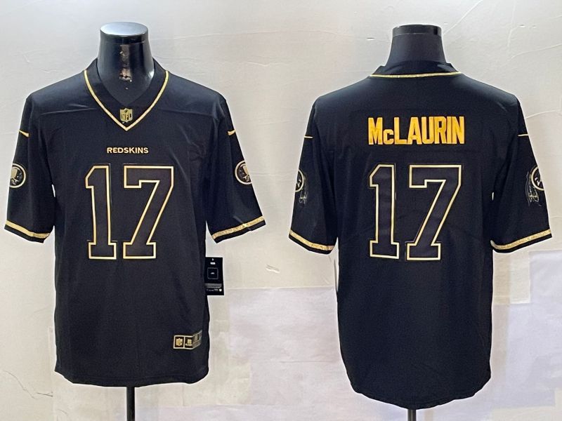 Men Washington Redskins #17 Mclaurin Black Gold Throwback 2024 Nike Limited NFL Jersey style 1->washington redskins->NFL Jersey